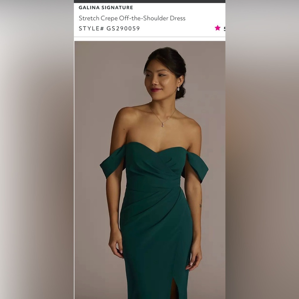 David’s Bridal Juniper Green Strapless Dress